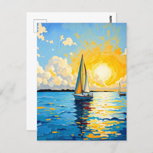 Keep in Touch   Sailboat at Sunset Postcard