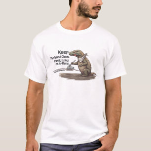 Keep Island Clean Plastic Not On My Menu Komodo T- T-Shirt