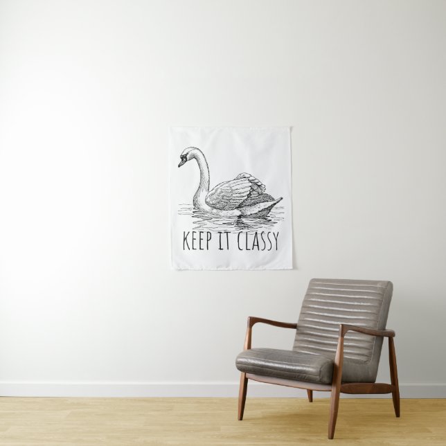 Keep It Classy Elegant Swan Tapestry (In Situ)