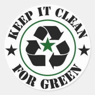 Keep It Clean For Green Logo Classic Round Sticker