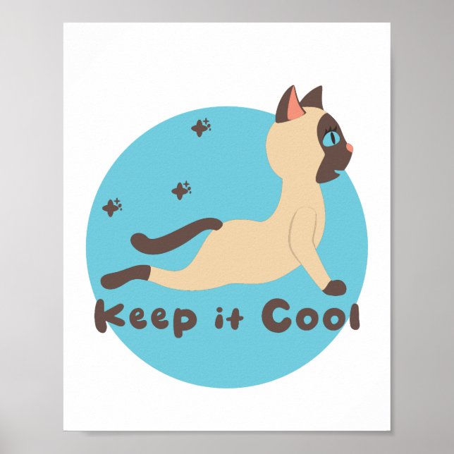 Keep it cool Kawaii funny cat practice yoga poses  Poster (Front)