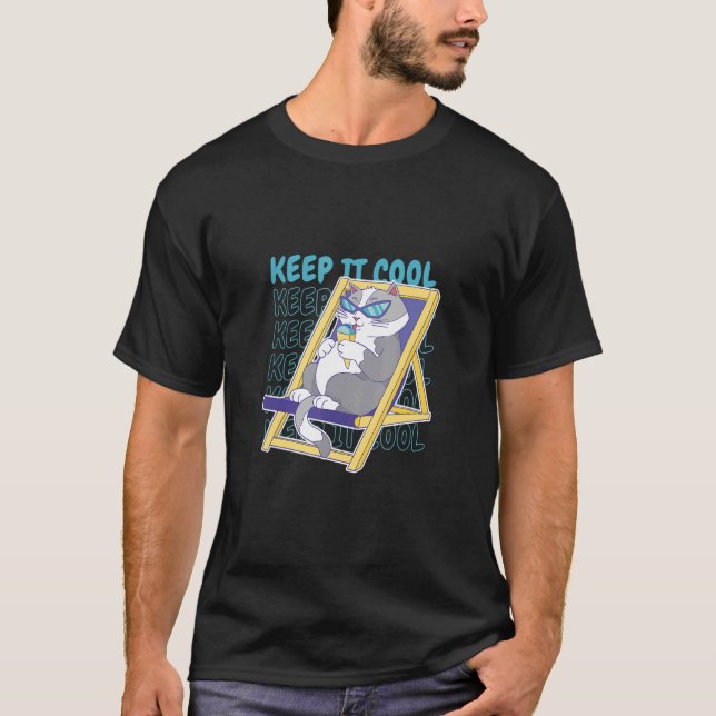 Keep It Cool Summer Cat Lounging T-Shirt (Front)