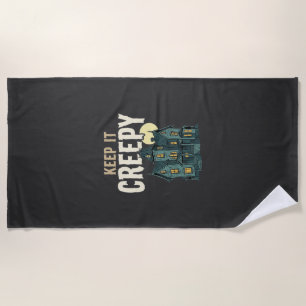 Keep It Creepy Haunted House Halloween Design_1 Beach Towel