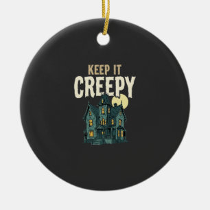 Keep It Creepy Haunted House Halloween Design_1 Ceramic Tree Decoration