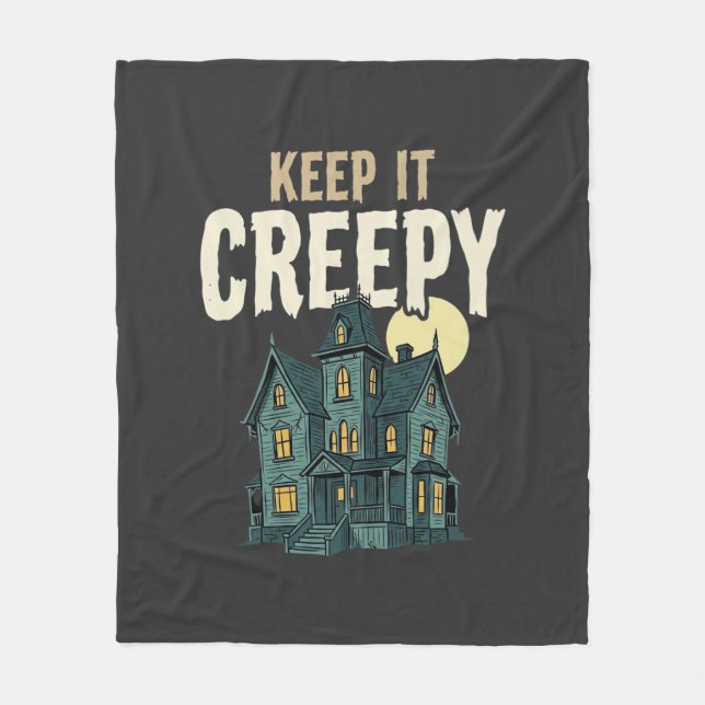 Keep It Creepy Haunted House Halloween Design_1 Fleece Blanket (Front)