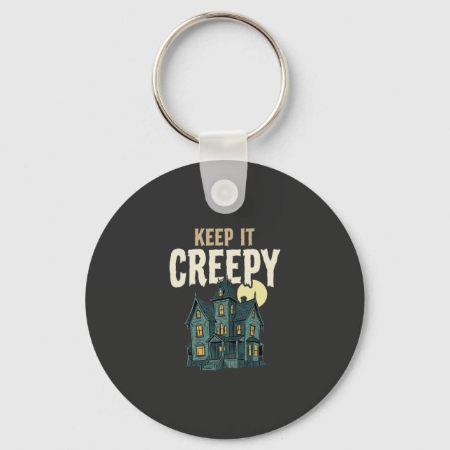 Keep It Creepy Haunted House Halloween Design_1 Key Ring (Front)