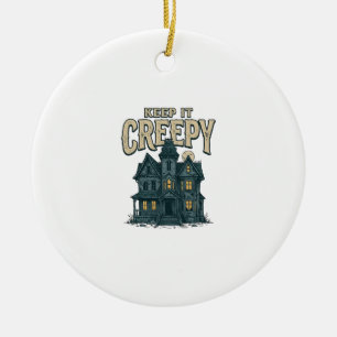 Keep It Creepy Vintage Haunted House Halloween Des Ceramic Tree Decoration
