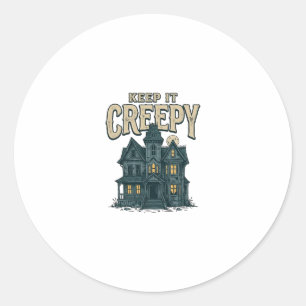 Keep It Creepy Vintage Haunted House Halloween Des Classic Round Sticker