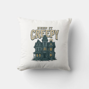 Keep It Creepy Vintage Haunted House Halloween Des Cushion