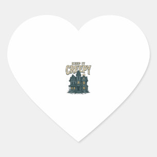 Keep It Creepy Vintage Haunted House Halloween Des Heart Sticker
