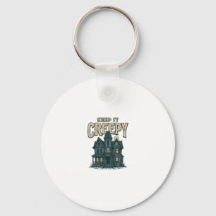 Keep It Creepy Vintage Haunted House Halloween Des Key Ring