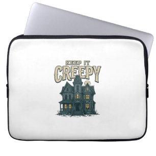 Keep It Creepy Vintage Haunted House Halloween Des Laptop Sleeve