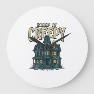 Keep It Creepy Vintage Haunted House Halloween Des Large Clock