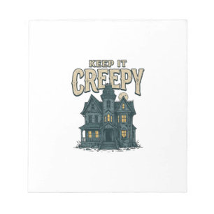 Keep It Creepy Vintage Haunted House Halloween Des Notepad
