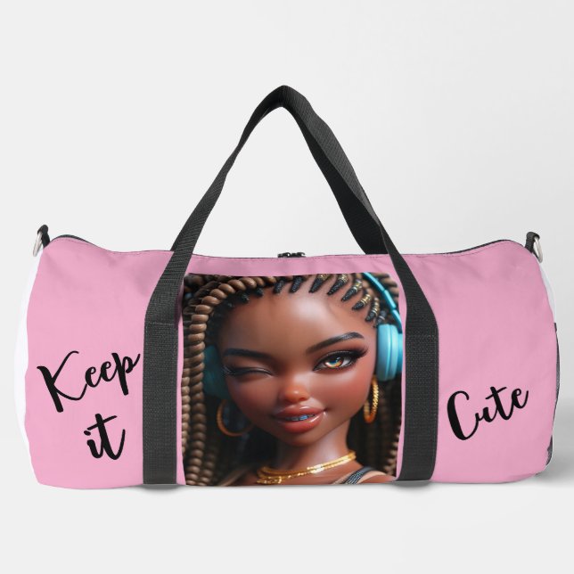 Keep It Cute braided girl Duffle Bag (Front)