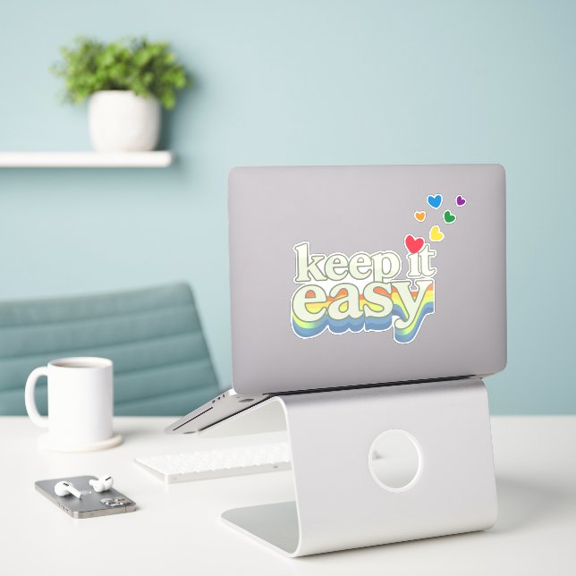 Keep It Easy Retro Pride Typography Design (Laptop On Desk)
