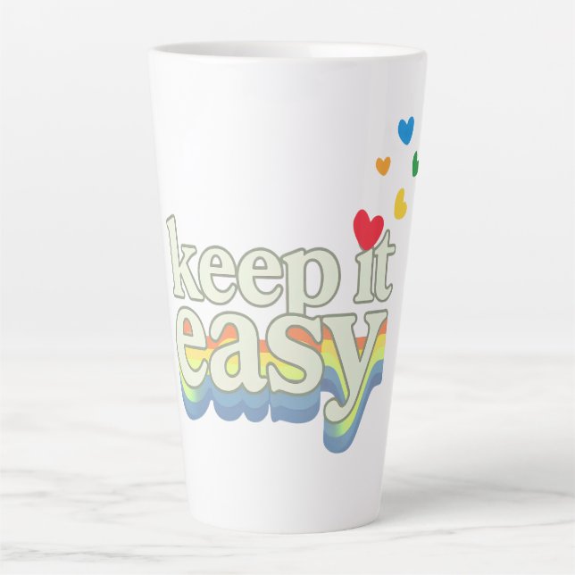 Keep It Easy Retro Pride Typography Design Latte Mug (Front)