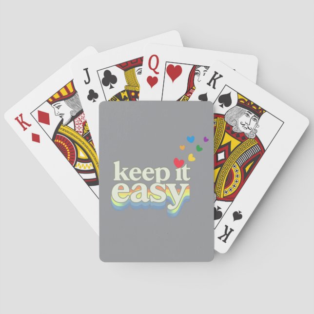 Keep It Easy Retro Pride Typography Design Playing Cards (Back)