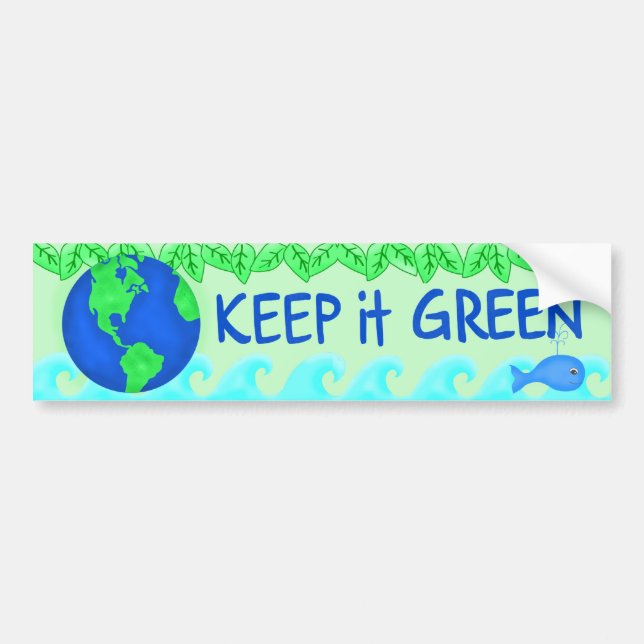 Keep It Green Save Earth Environment Art Bumper Sticker (Front)