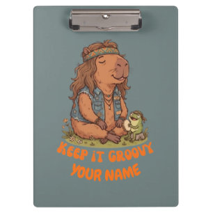Keep It Groovy Capybara Cute Retro Custom Clipboard