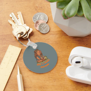 Keep It Groovy Capybara Cute Retro Custom Key Ring