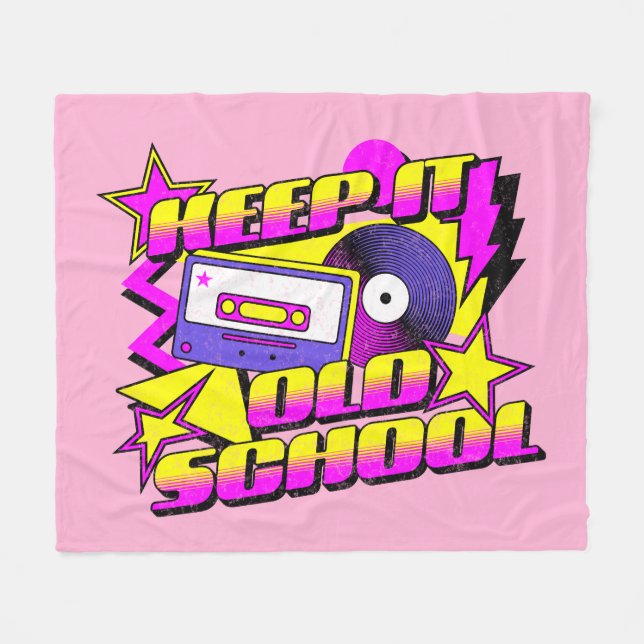 Keep it old school fleece blanket (Front (Horizontal))