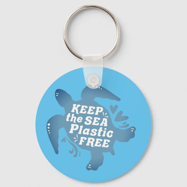 Keep It Plastic Free Sea Turtle  Key Ring (Front)