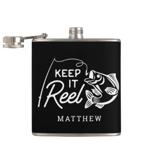 Keep It Reel Fisher Father's Day Custom Name   Hip Flask