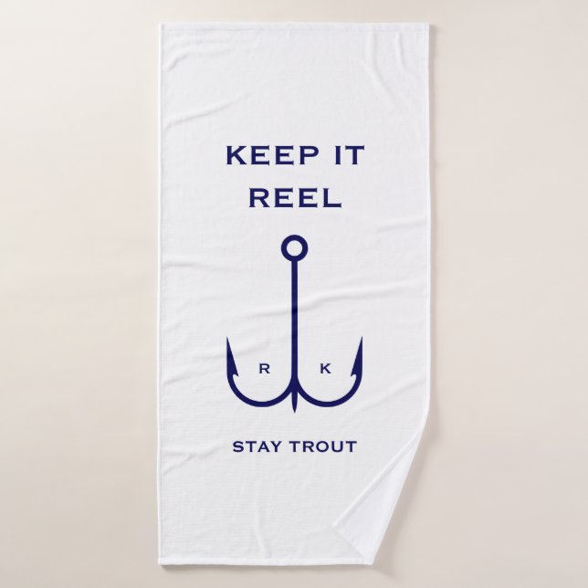Keep it Reel Fishing Funny Father's Day Stay Trout Bath Towel Set (Bath Towel)