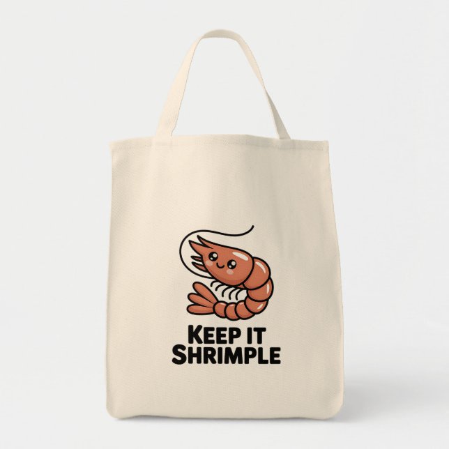 Keep It Shrimple Kawaii Shrimp Tote Bag (Front)