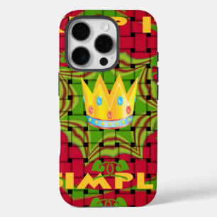 Keep It Simple: Bold Golden Red Woven Floral print iPhone 16 Pro Case