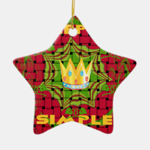 Keep It Simple: Bold Golden Red Woven Floral print Ceramic Tree Decoration