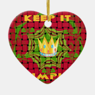 Keep It Simple: Bold Golden Red Woven Floral print Ceramic Tree Decoration