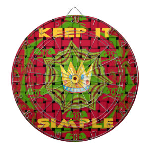 Keep It Simple: Bold Golden Red Woven Floral print Dartboard