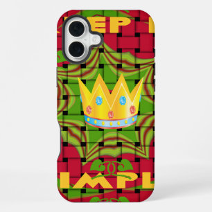 Keep It Simple: Bold Golden Red Woven Floral print iPhone 16 Plus Case
