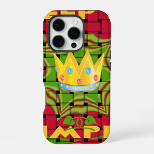Keep It Simple: Bold Golden Red Woven Floral print iPhone 16 Pro Case