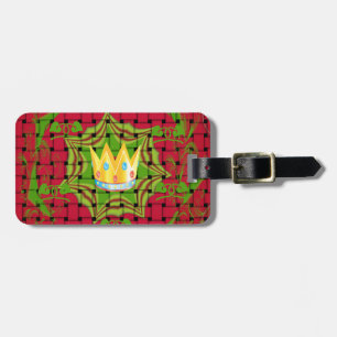 Keep It Simple: Bold Golden Red Woven Floral print Luggage Tag