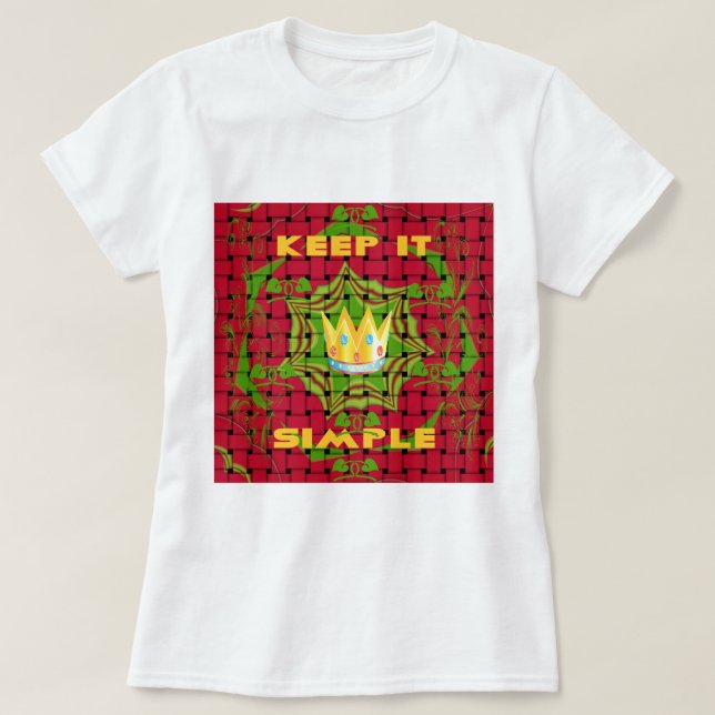 Keep It Simple: Bold Golden Red Woven Floral print T-Shirt (Design Front)