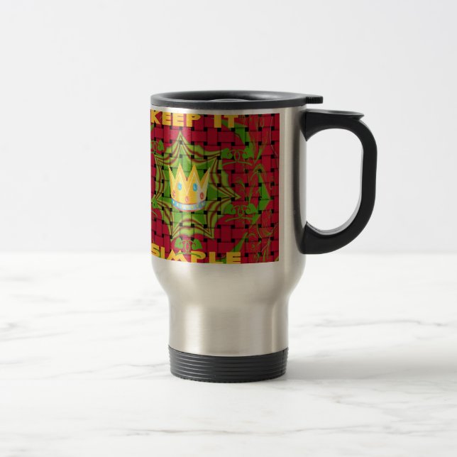 Keep It Simple: Bold Golden Red Woven Floral print Travel Mug (Right)