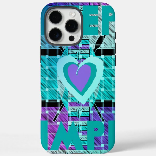 Keep It Simple: Cyan Heart & Clarity Pattern Art Case-Mate iPhone Case (Back)