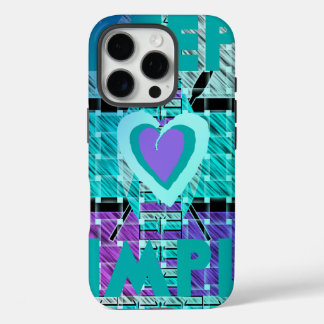 Keep It Simple: Cyan Heart & Clarity Pattern Art iPhone 16 Pro Case