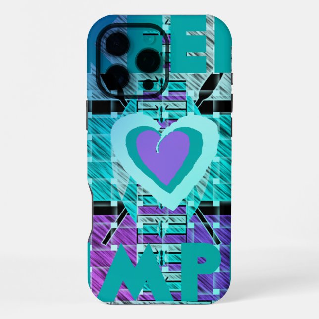 Keep It Simple: Cyan Heart & Clarity Pattern Art iPhone Case (Back)