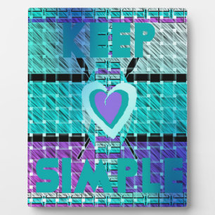 Keep It Simple: Cyan Heart & Clarity Pattern Art Plaque