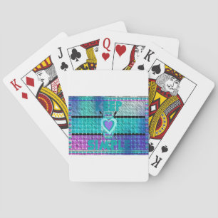 Keep It Simple: Cyan Heart & Clarity Pattern Art Playing Cards