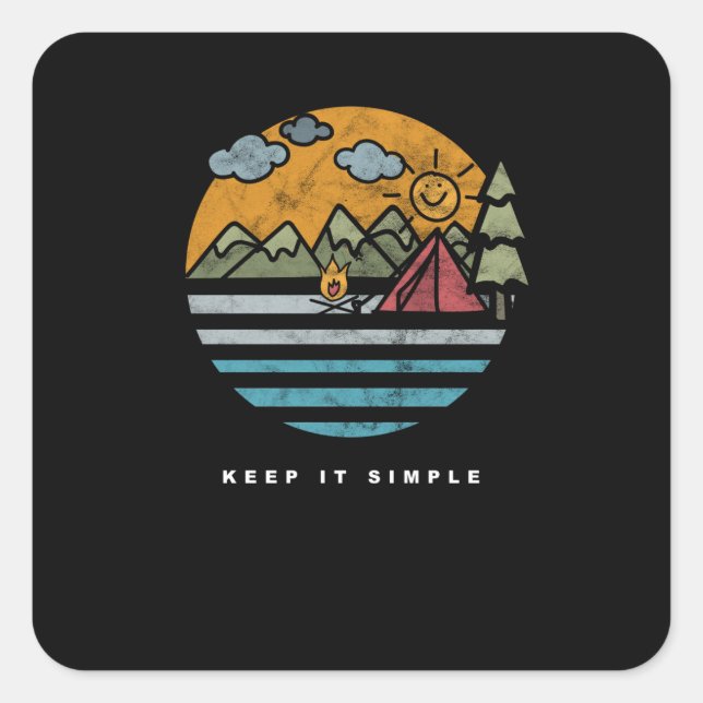 Keep It Simple Geometric Lines Art Geometry Square Sticker (Front)