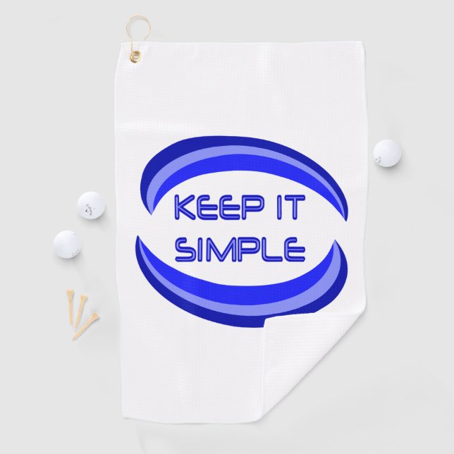 Keep it Simple Recovery Slogan Quote In Blue Golf Towel (InSitu)