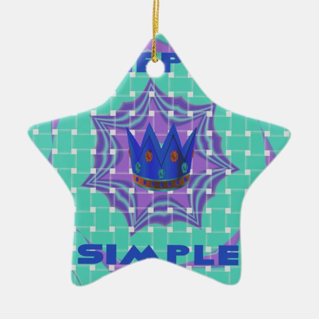 Keep It Simple: The Royal Clarity Pattern Art  Ceramic Tree Decoration (Front)