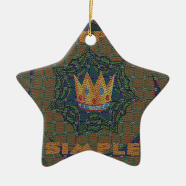 Keep It Simple: The Royal Clarity Pattern Design Ceramic Tree Decoration (Front)