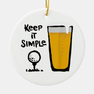 Keep It Simples Funny Golf Beer Ceramic Tree Decoration