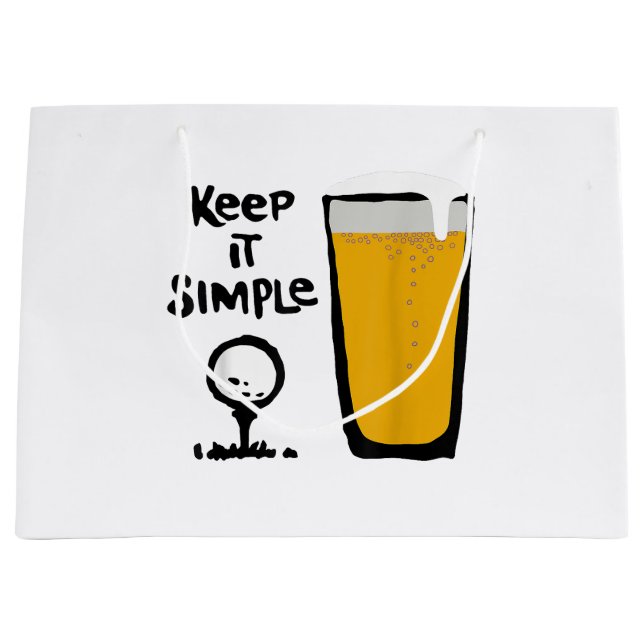 Keep It Simples Funny Golf Beer Large Gift Bag (Front)